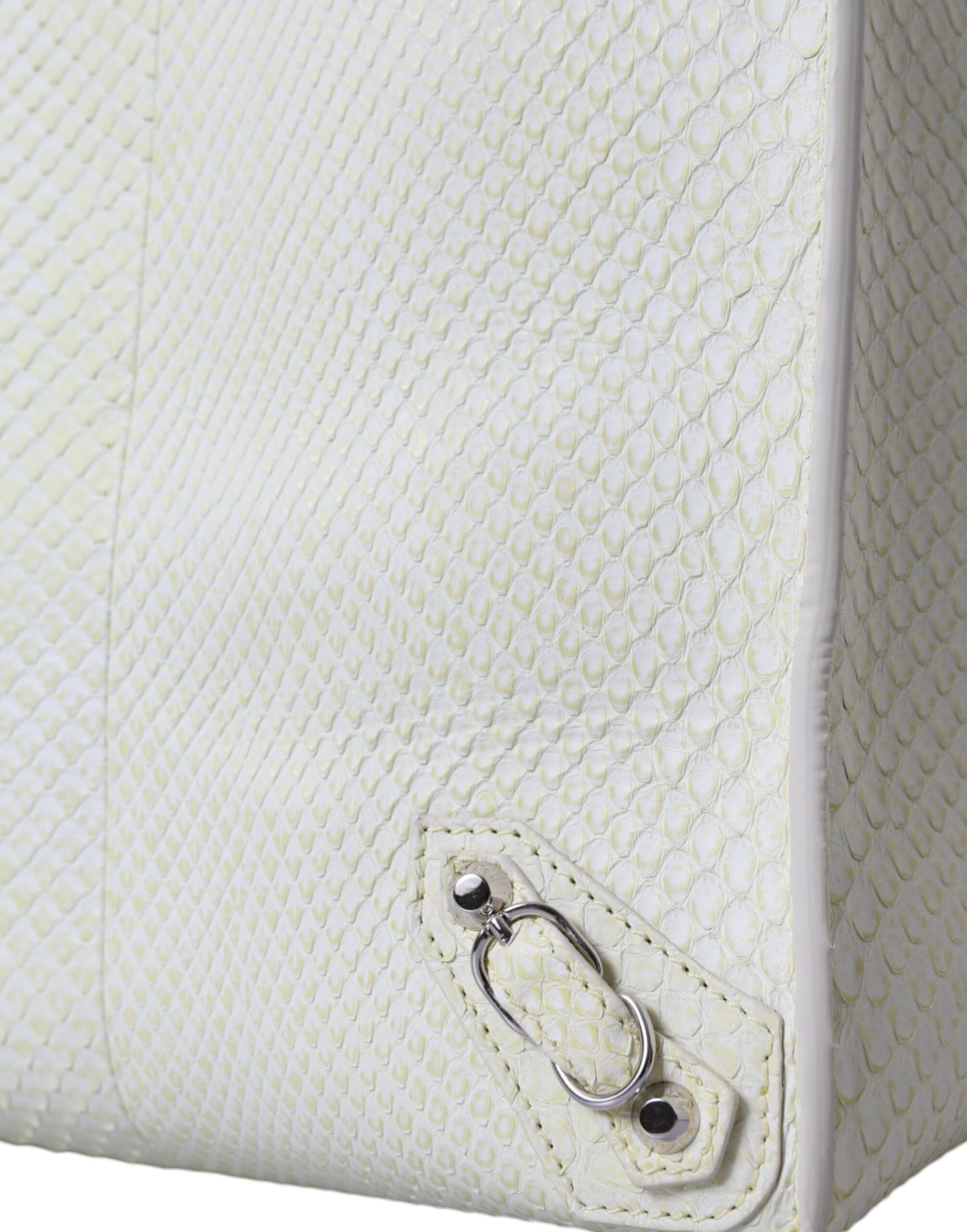 Balenciaga White Yellow Exotic Skin Leather Shopping Tote PAPIER Bag - ClickThatClicks 