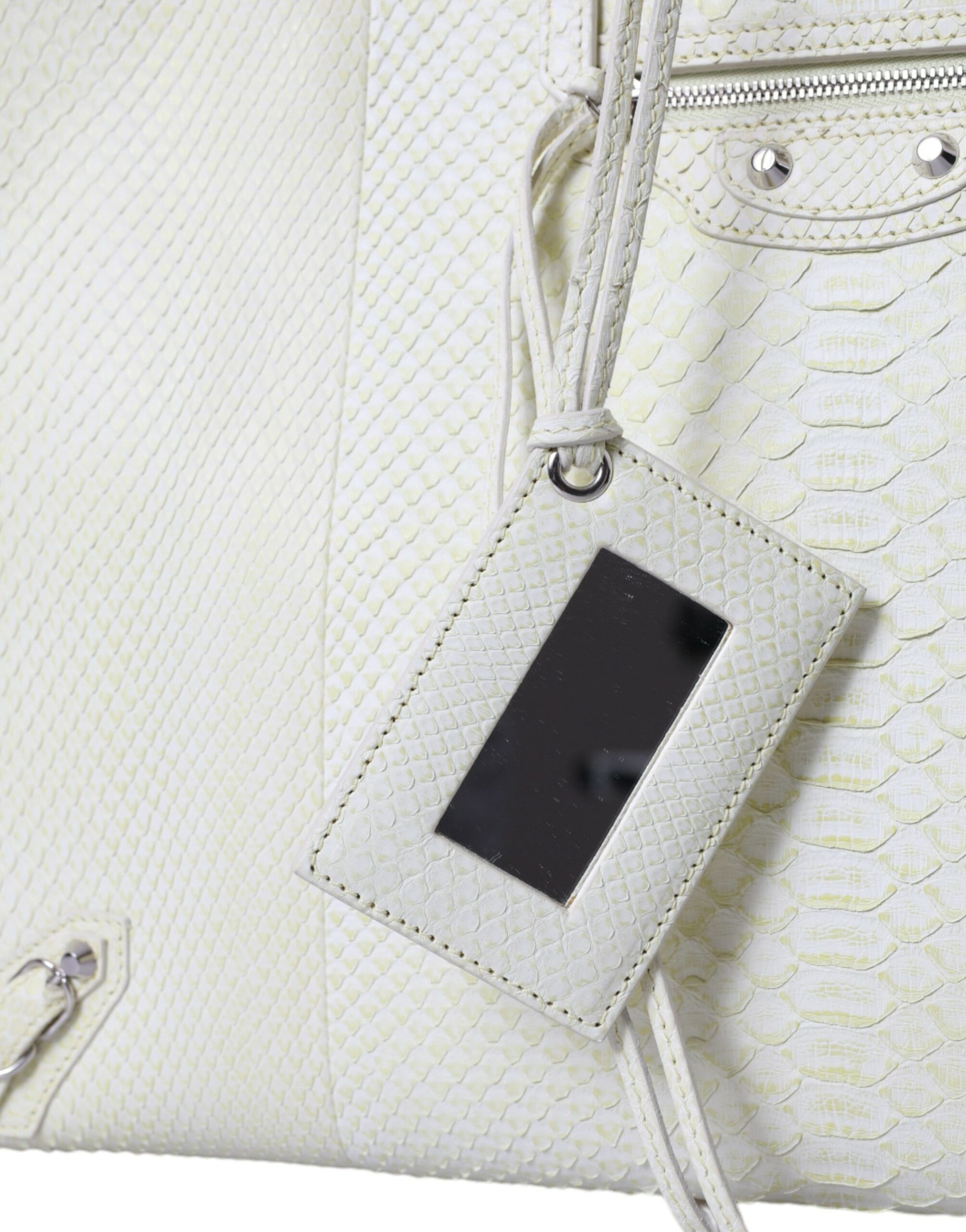 Balenciaga White Yellow Exotic Skin Leather Shopping Tote PAPIER Bag - ClickThatClicks 
