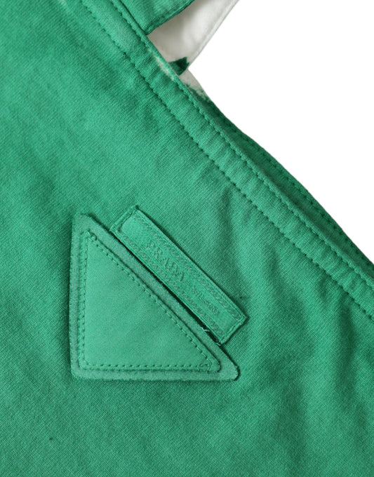 Prada Green Jersey Fabric Logo Shoulder Shopping Tote Shopping Bag - ClickThatClicks 