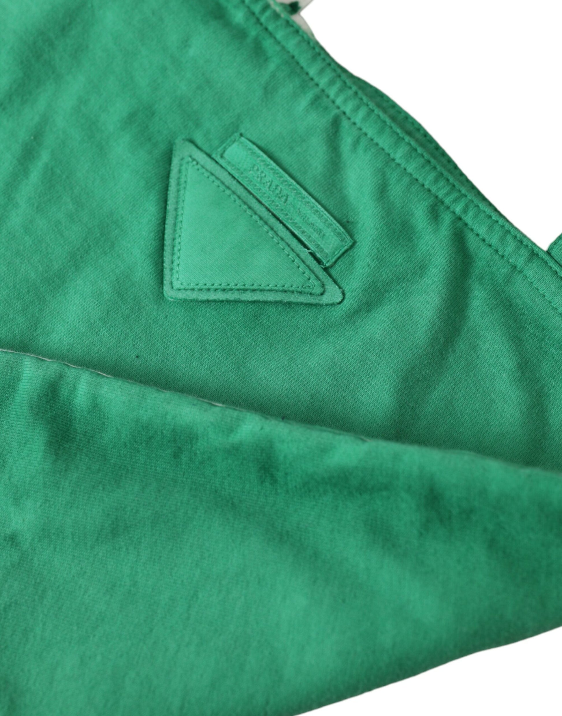 Prada Green Jersey Fabric Logo Shoulder Shopping Tote Shopping Bag - ClickThatClicks 