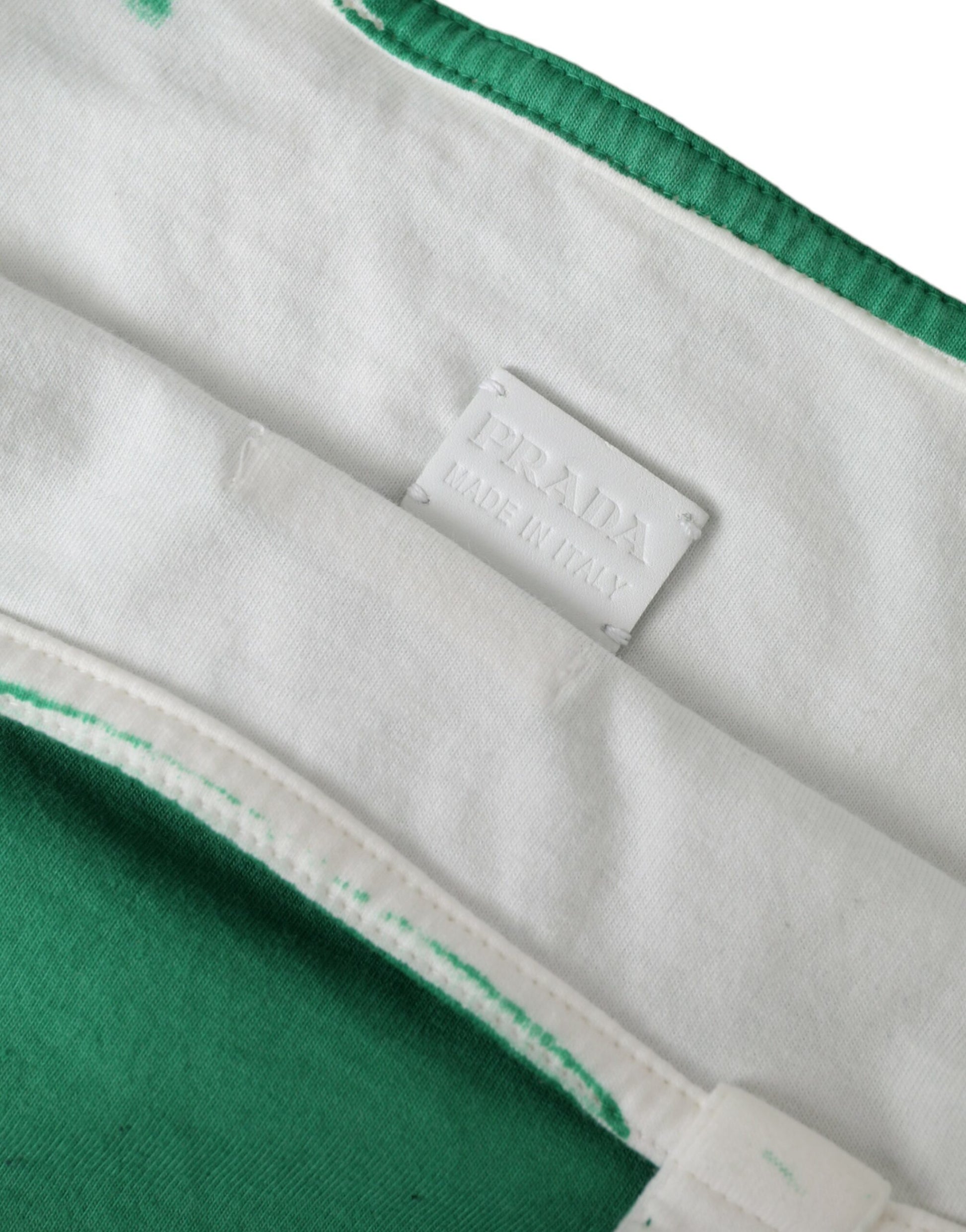 Prada Green Jersey Fabric Logo Shoulder Shopping Tote Shopping Bag - ClickThatClicks 