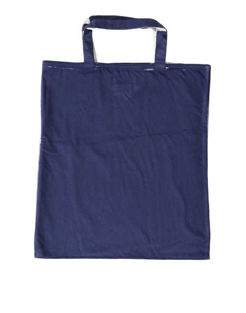 Prada Blue Jersey Fabric Logo Shoulder Shopping Tote Shopping Bag - ClickThatClicks 