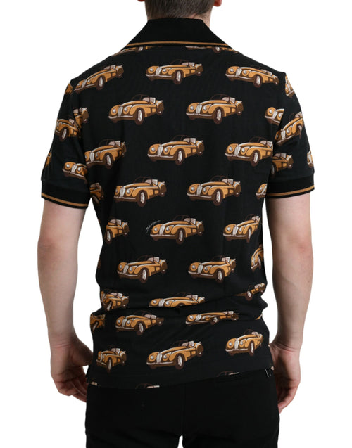 Dolce & Gabbana Black Car Print Short Sleeve Polo T-shirt - ClickThatClicks 