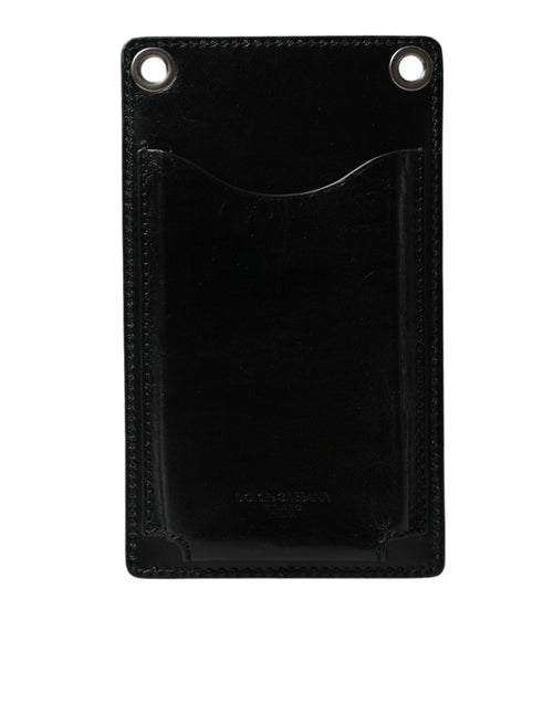 Dolce & Gabbana Wallet Black Horse Leather Zip Logo Cross Body Phone Slot - ClickThatClicks 