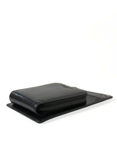 Dolce & Gabbana Wallet Black Horse Leather Zip Logo Cross Body Phone Slot - ClickThatClicks 