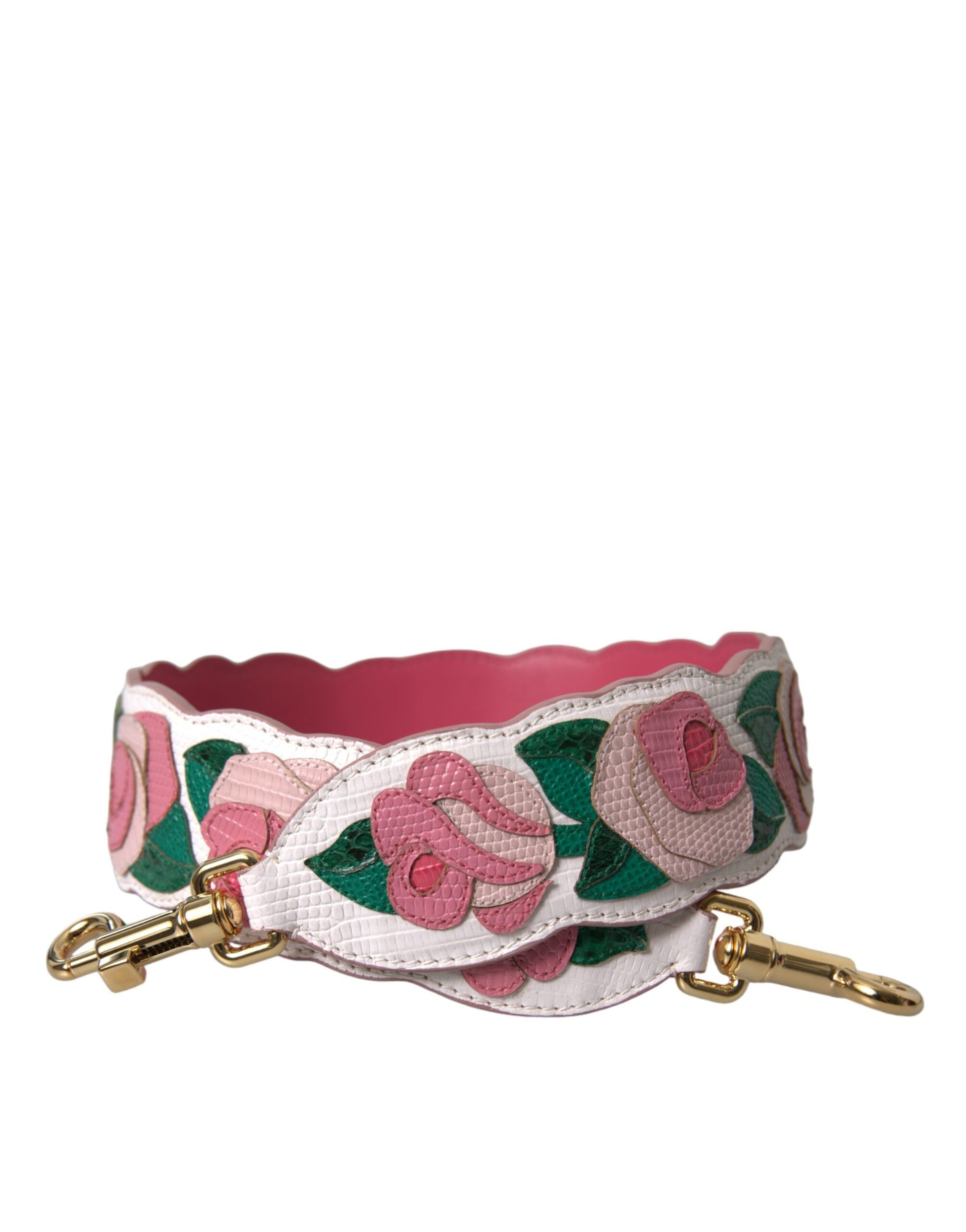 Dolce & Gabbana White Floral Leather Accessory Shoulder Strap - ClickThatClicks 