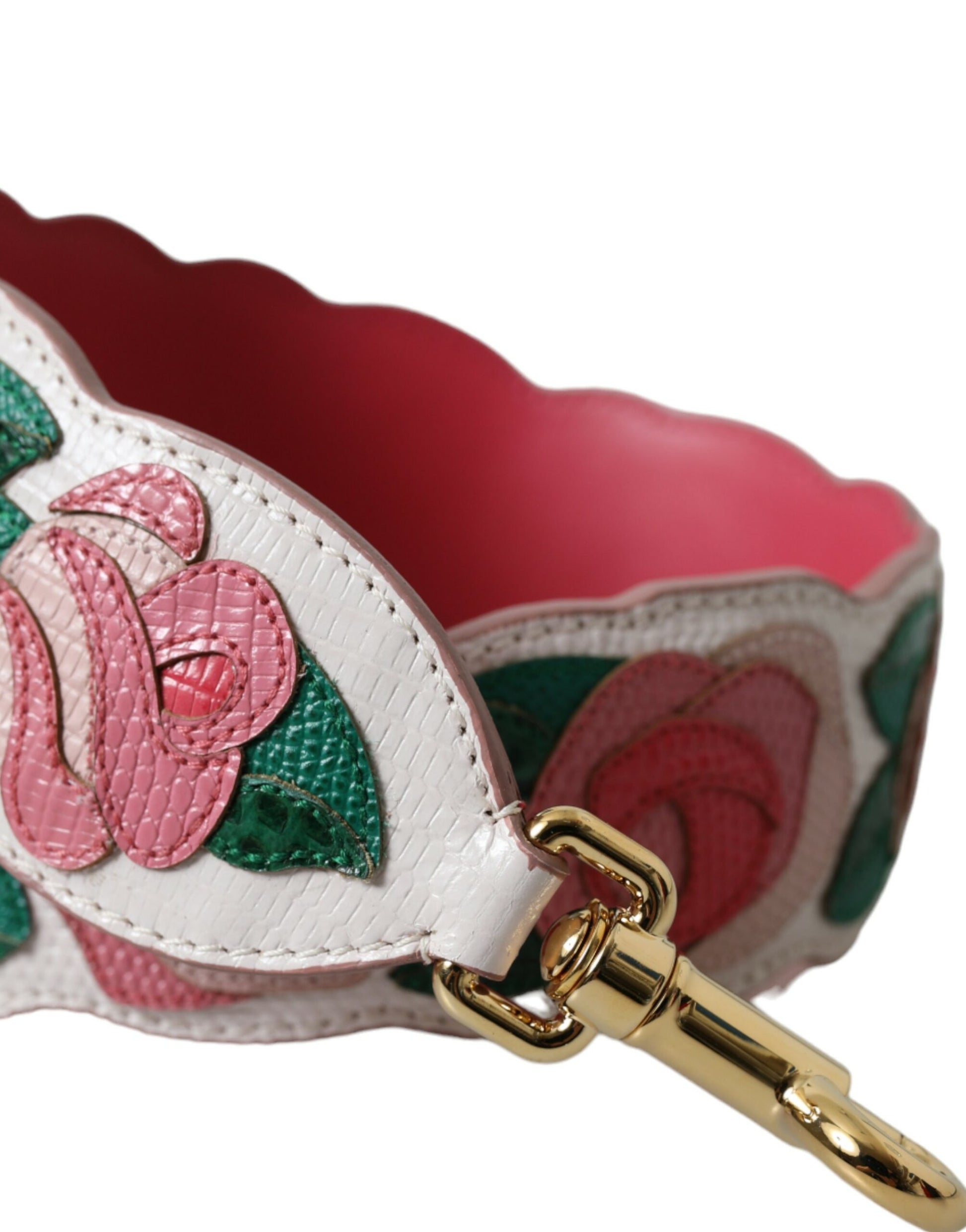 Dolce & Gabbana White Floral Leather Accessory Shoulder Strap - ClickThatClicks 
