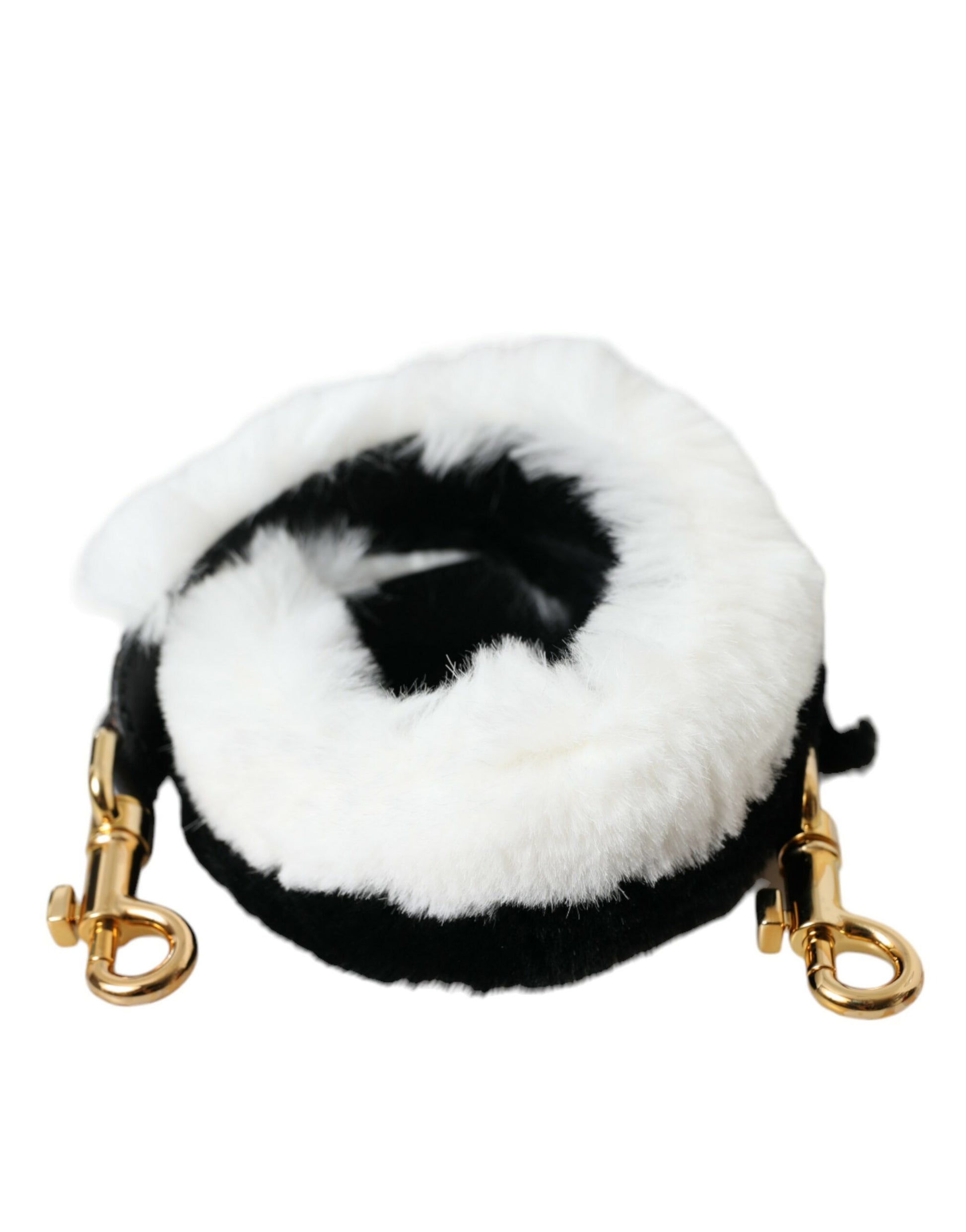 Dolce & Gabbana Black White Lapin Fur Accessory Shoulder Strap - ClickThatClicks 