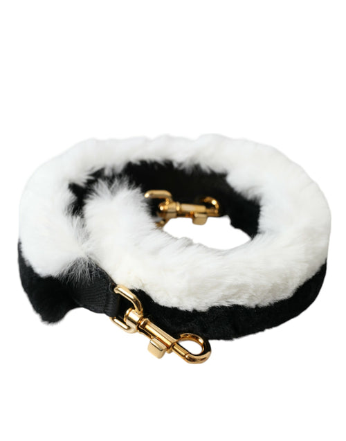 Dolce & Gabbana Black White Lapin Fur Accessory Shoulder Strap - ClickThatClicks 