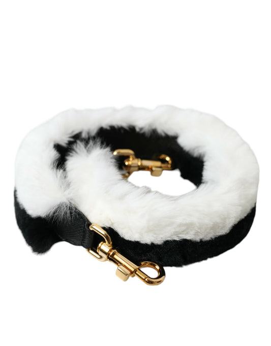 Dolce & Gabbana Black White Lapin Fur Accessory Shoulder Strap - ClickThatClicks 