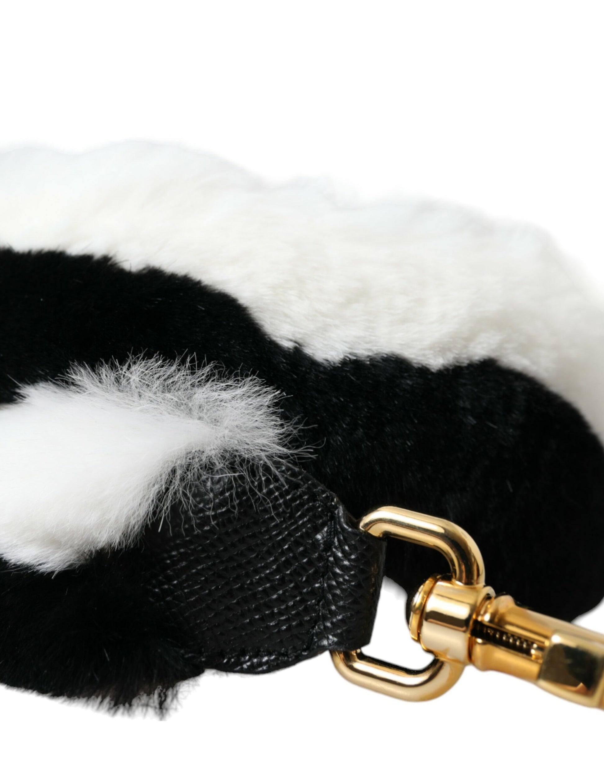 Dolce & Gabbana Black White Lapin Fur Accessory Shoulder Strap - ClickThatClicks 
