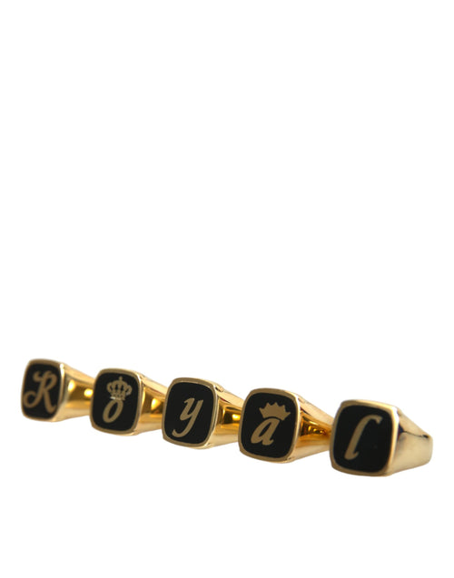 Dolce & Gabbana Gold Brass ROYAL Enamel Set of 5 Ring - ClickThatClicks 