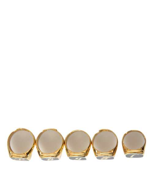 Dolce & Gabbana Gold Brass ROYAL Enamel Set of 5 Ring - ClickThatClicks 