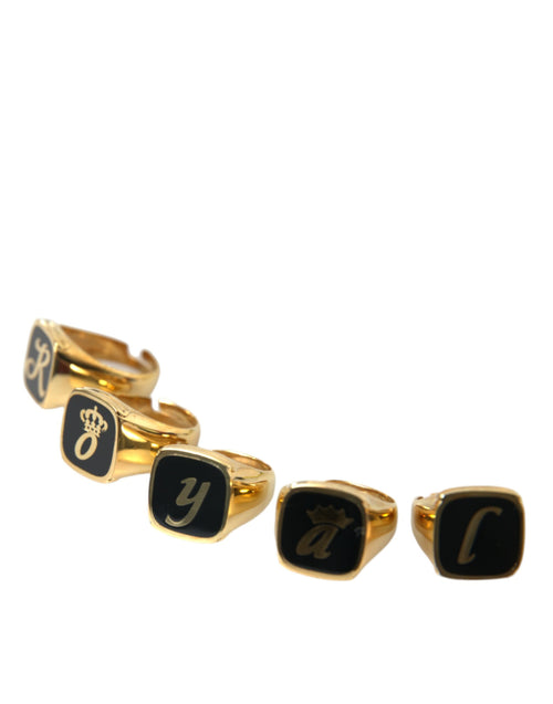 Dolce & Gabbana Gold Brass ROYAL Enamel Set of 5 Ring - ClickThatClicks 