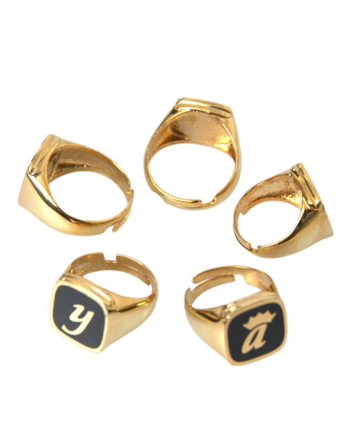 Dolce & Gabbana Gold Brass ROYAL Enamel Set of 5 Ring - ClickThatClicks 