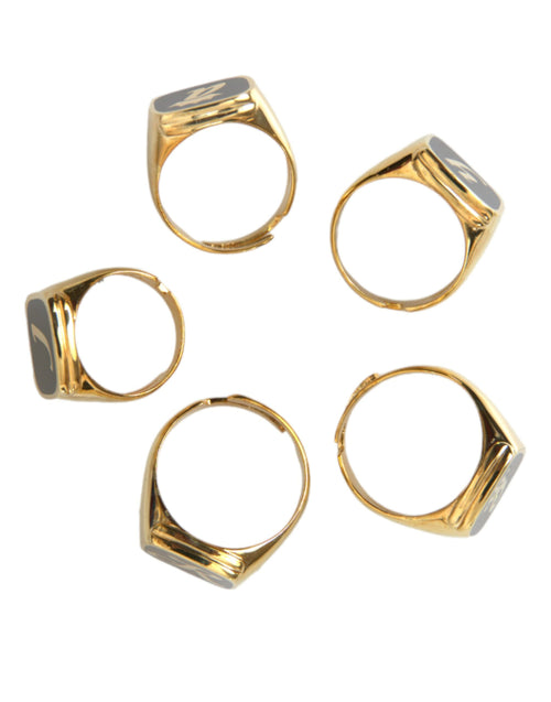 Dolce & Gabbana Gold Brass ROYAL Enamel Set of 5 Ring - ClickThatClicks 