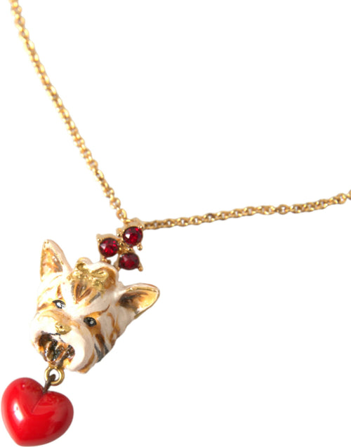 Dolce & Gabbana Gold Brass Chain Dog Heart Pendant Charm Necklace - ClickThatClicks 
