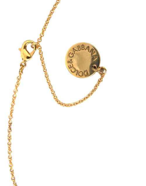 Dolce & Gabbana Gold Brass Chain Dog Heart Pendant Charm Necklace - ClickThatClicks 