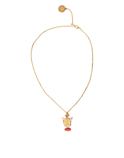 Dolce & Gabbana Gold Brass Chain Dog Heart Pendant Charm Necklace - ClickThatClicks 