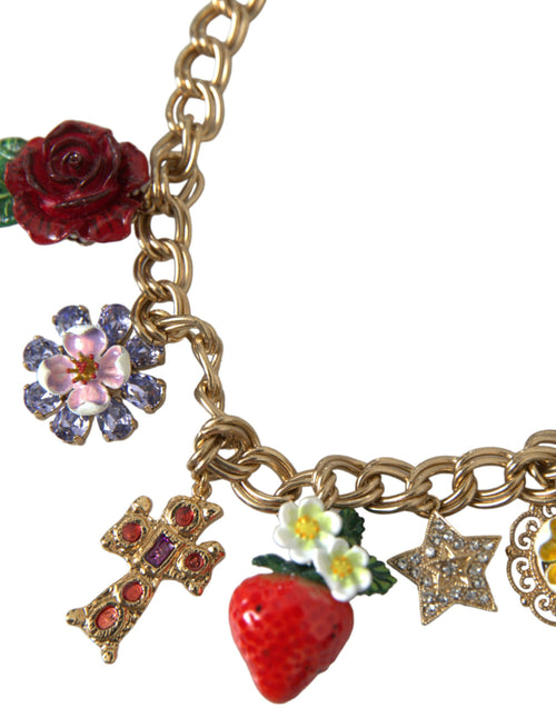 Dolce & Gabbana Gold Chain Rose Cross Strawberry Star Pendant Necklace - ClickThatClicks 