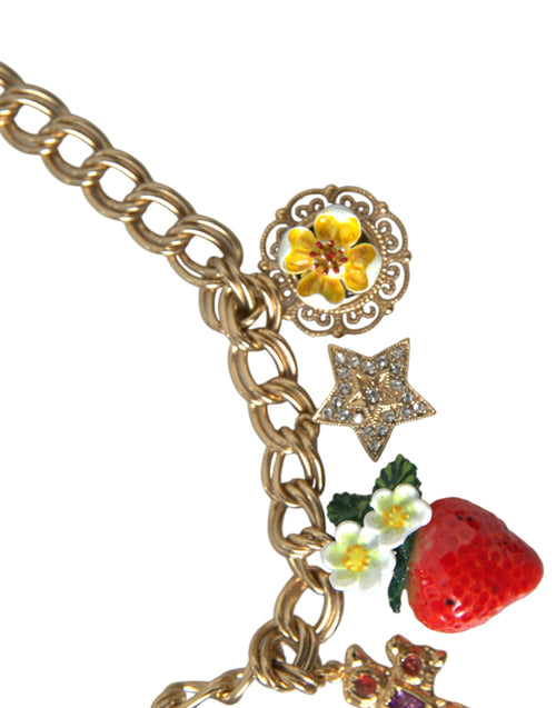 Dolce & Gabbana Gold Chain Rose Cross Strawberry Star Pendant Necklace - ClickThatClicks 