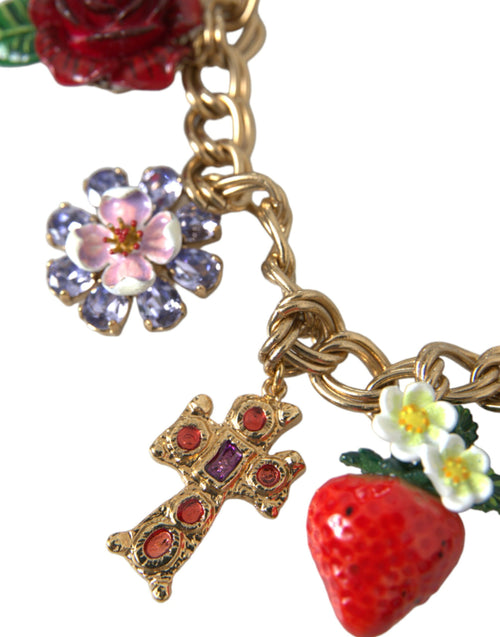 Dolce & Gabbana Gold Chain Rose Cross Strawberry Star Pendant Necklace - ClickThatClicks 