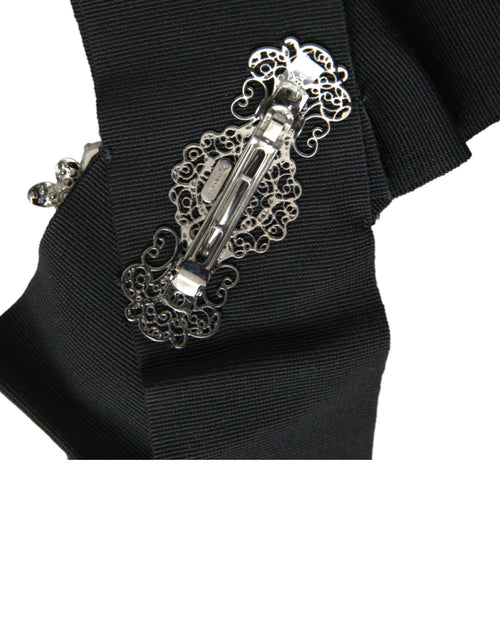 Dolce & Gabbana Black Swarovski Crystal Embellished Hair Clip - ClickThatClicks 