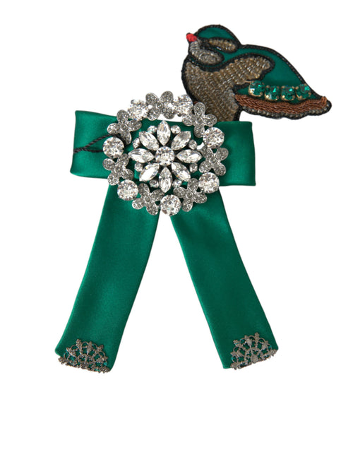Dolce & Gabbana Green Satin Bird Crystal Women Hair Clip - ClickThatClicks 