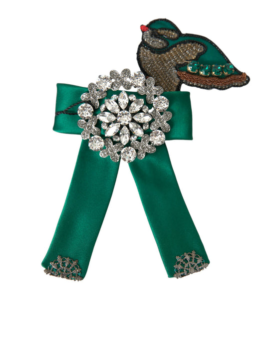 Dolce & Gabbana Green Satin Bird Crystal Women Hair Clip - ClickThatClicks 