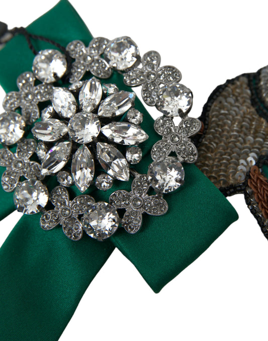 Dolce & Gabbana Green Satin Bird Crystal Women Hair Clip - ClickThatClicks 