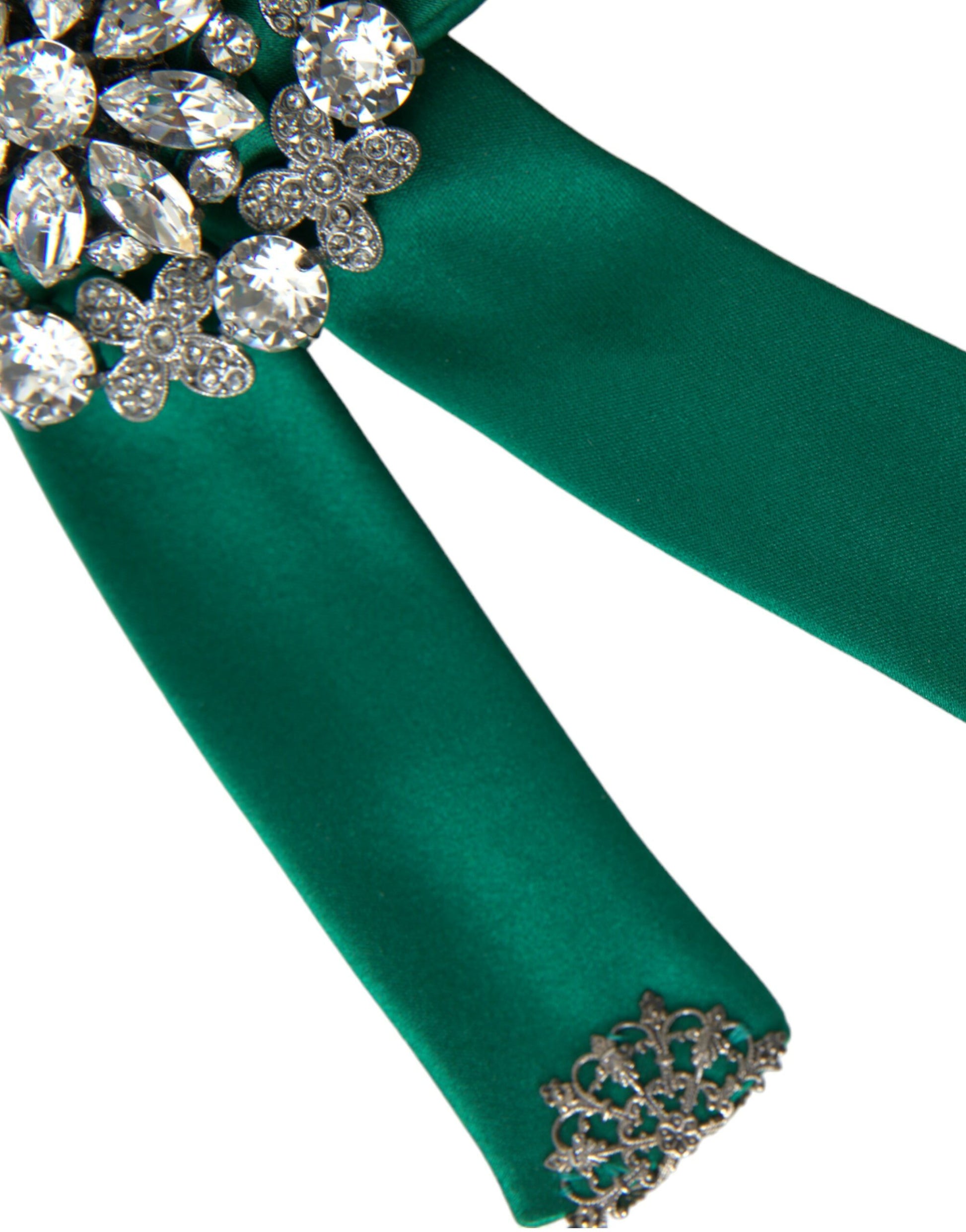 Dolce & Gabbana Green Satin Bird Crystal Women Hair Clip - ClickThatClicks 