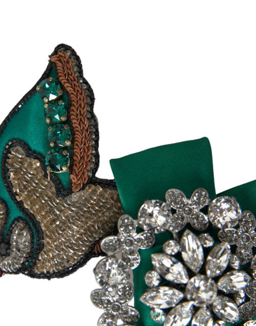 Dolce & Gabbana Green Satin Bird Crystal Women Hair Clip - ClickThatClicks 