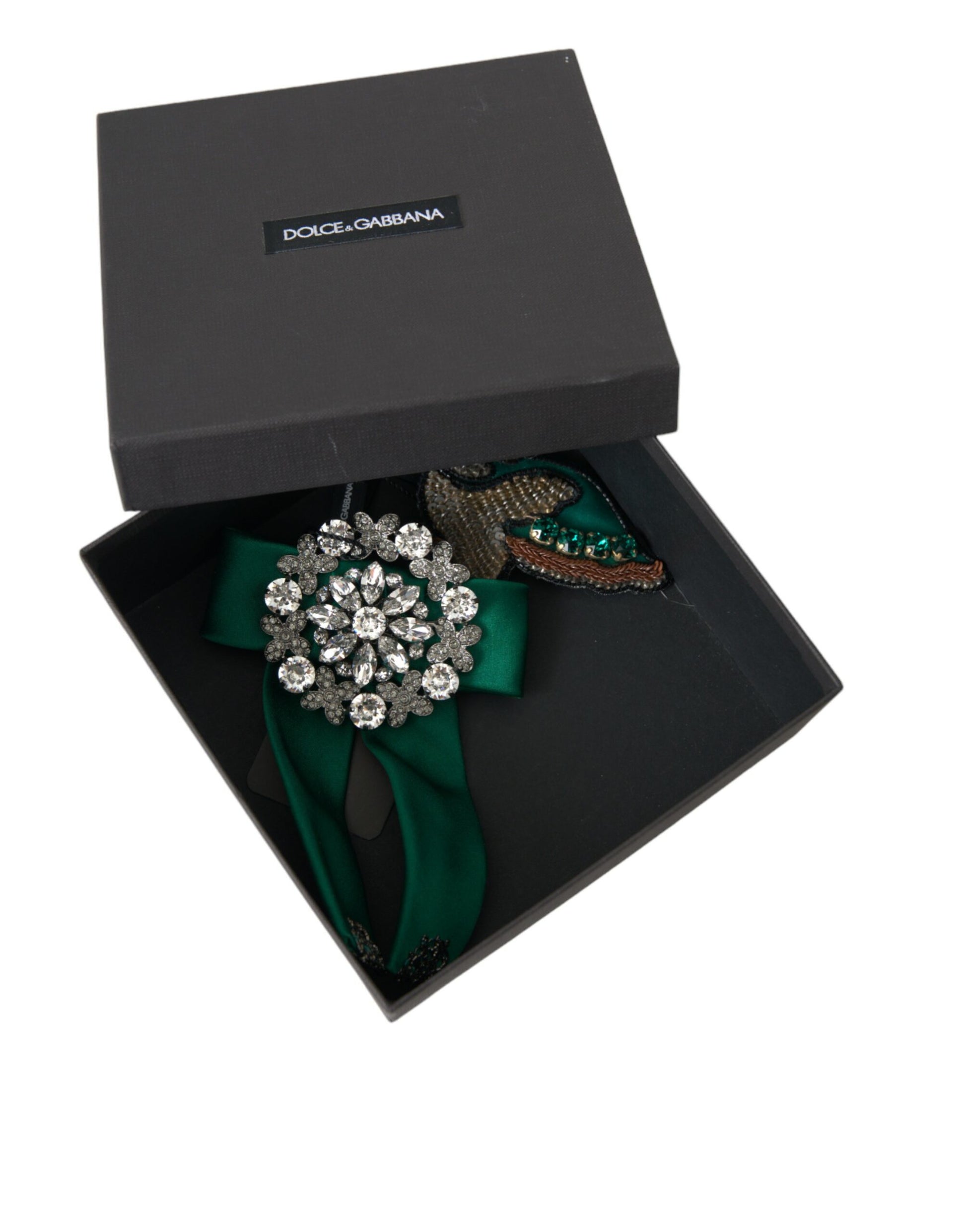 Dolce & Gabbana Green Satin Bird Crystal Women Hair Clip - ClickThatClicks 