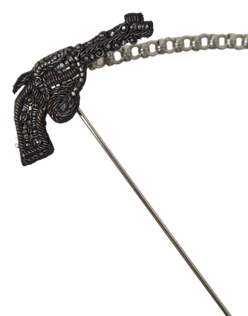 Dolce & Gabbana Brass Copper Silk Revolver Gun Men Brooch Lapel Pin - ClickThatClicks 