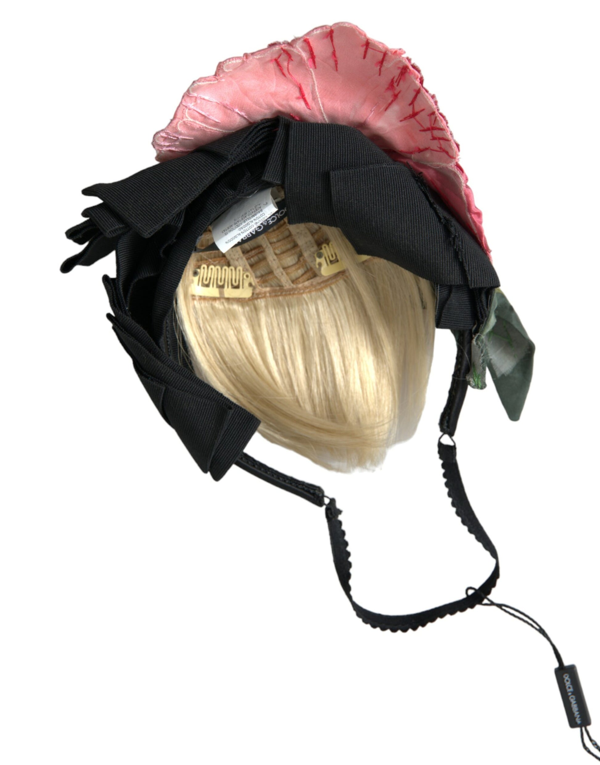 Dolce & Gabbana Black Viscose White Hair Parrucchiera Headband Diadem - ClickThatClicks 