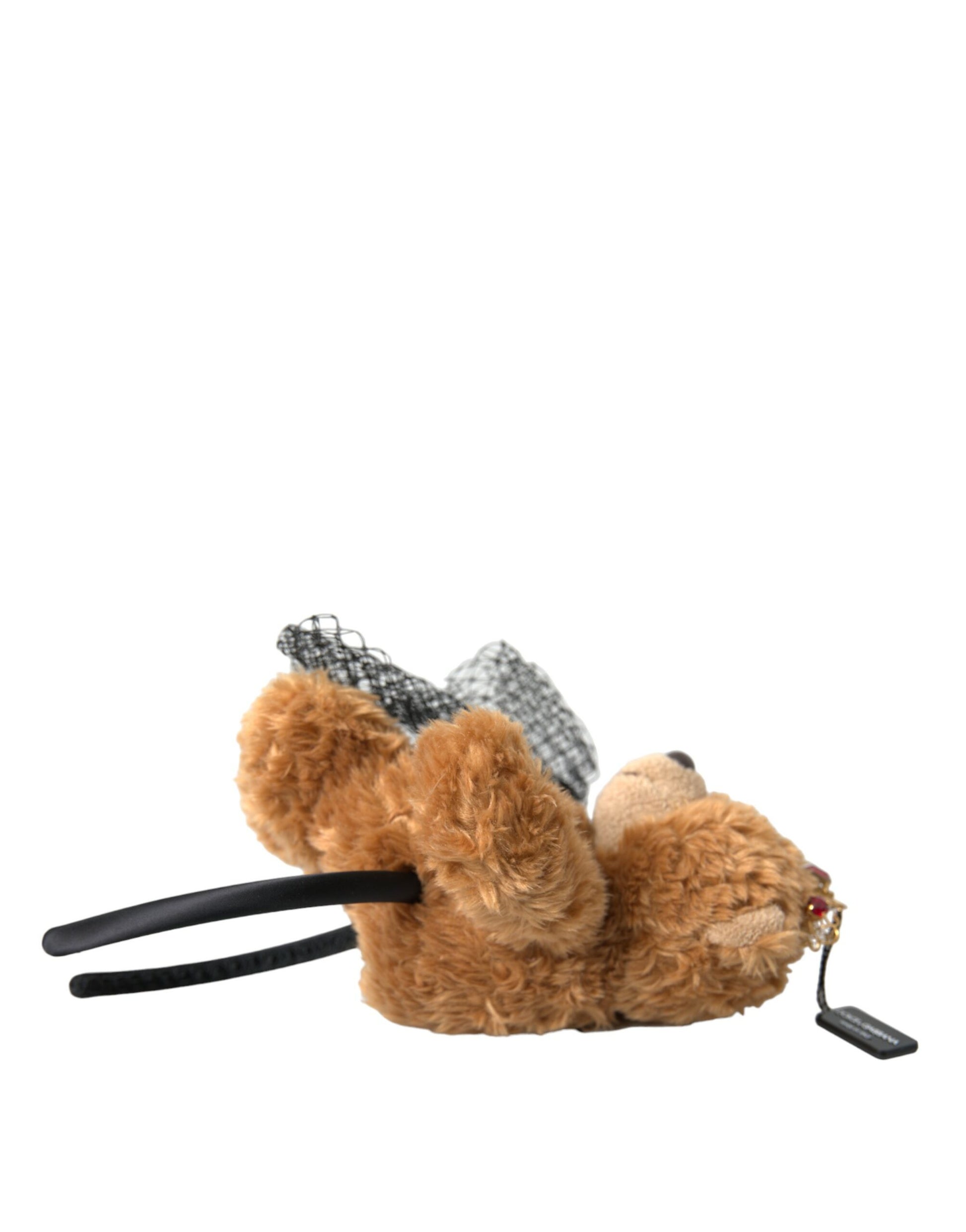 Dolce & Gabbana Brown Teddy Bear Gold Crystal Crown Hair Band Diadem - ClickThatClicks 