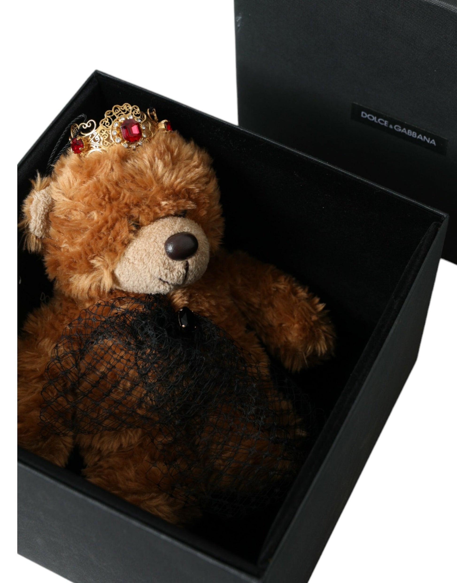 Dolce & Gabbana Brown Teddy Bear Gold Crystal Crown Hair Band Diadem - ClickThatClicks 