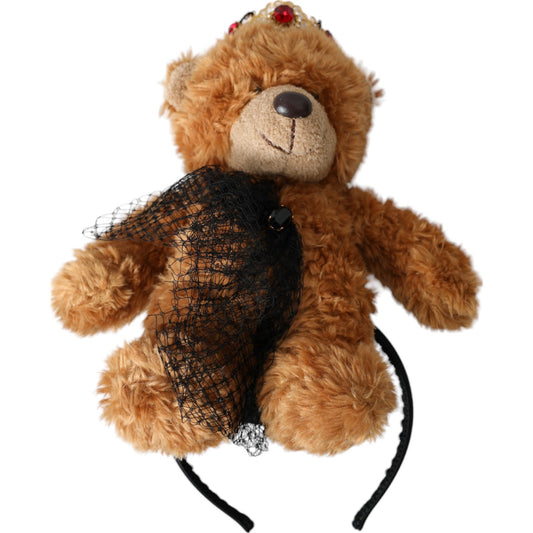 Dolce & Gabbana Brown Teddy Bear Gold Crystal Crown Hair Band Diadem - ClickThatClicks 