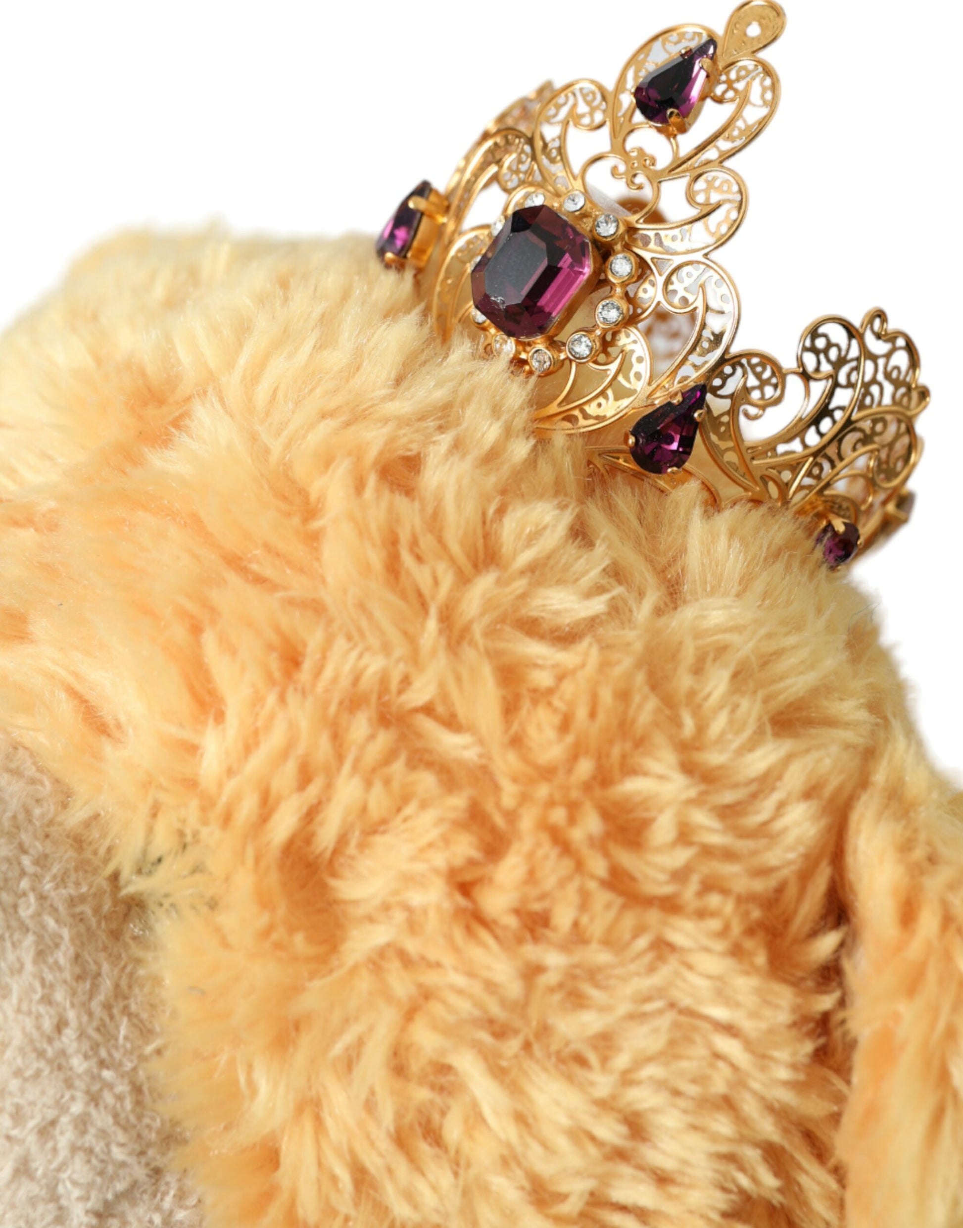 Dolce & Gabbana Brown Teddy Bear Gold Crystal Crown Hair Band Diadem - ClickThatClicks 