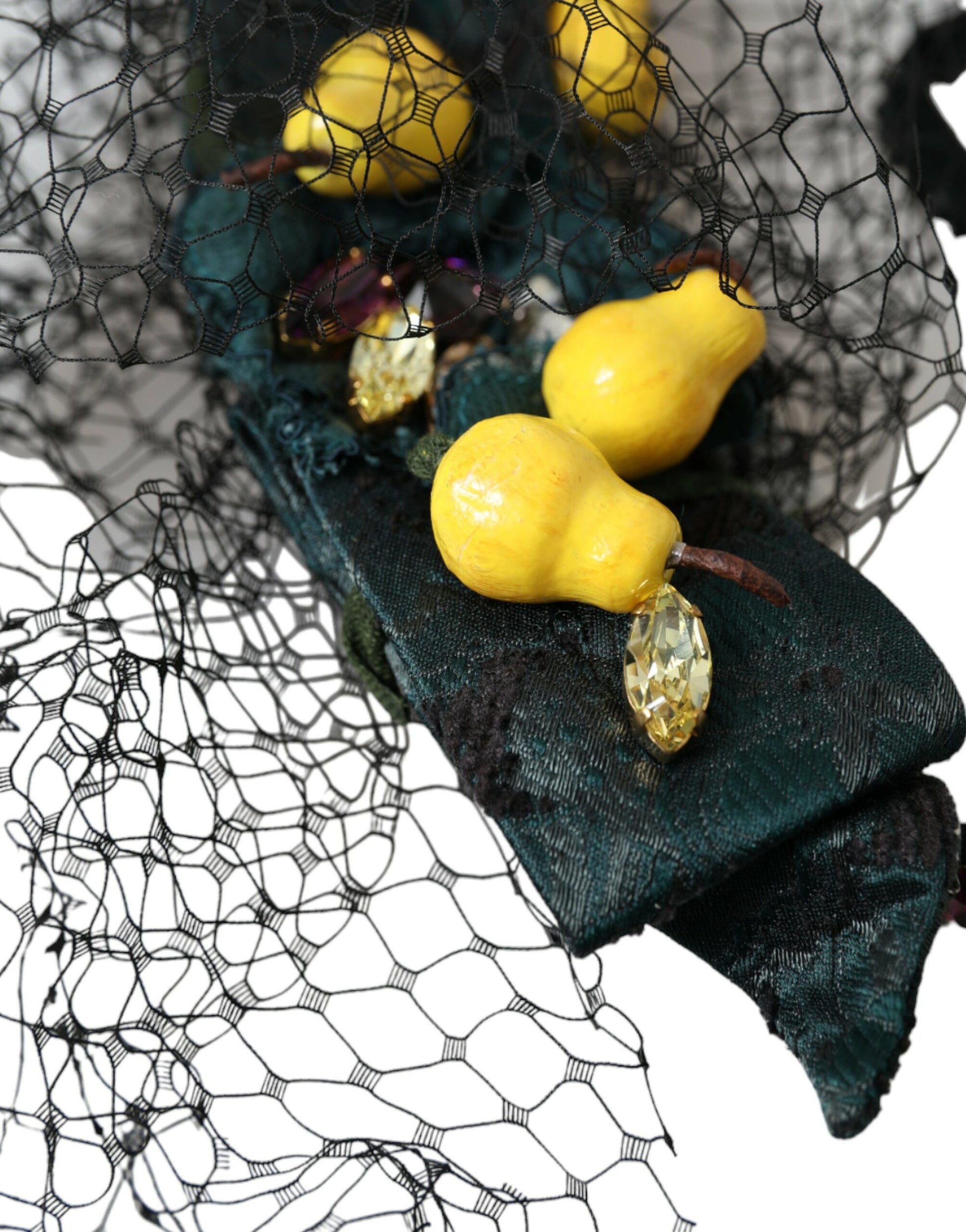 Dolce & Gabbana Black Lemons Sicily Purple Crystal Net Headband Diadem - ClickThatClicks 
