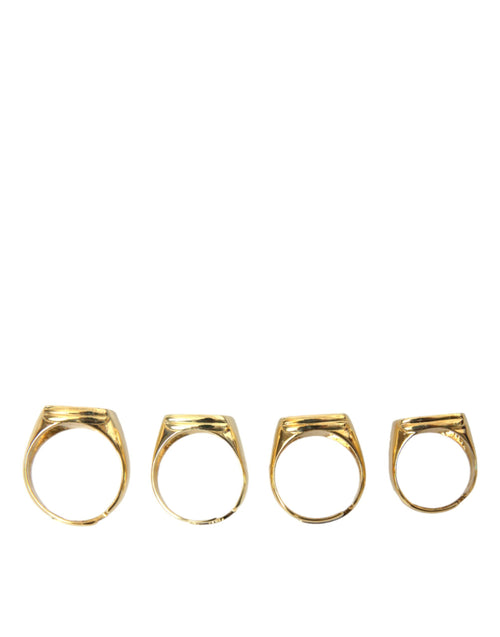 Dolce & Gabbana Gold Brass KING Enamel Set of 4 Ring - ClickThatClicks 
