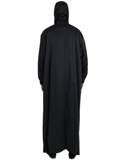 Dolce & Gabbana Black Polyester Hooded Long Windbreaker Jacket - ClickThatClicks 