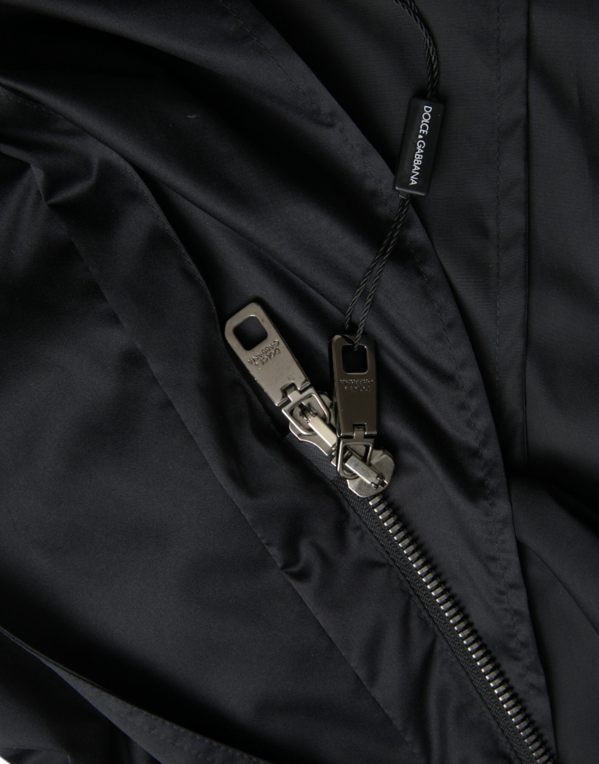 Dolce & Gabbana Black Polyester Hooded Long Windbreaker Jacket - ClickThatClicks 
