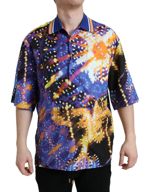 Dolce & Gabbana Multicolor Luminarie Print Cotton Casual Shirt - ClickThatClicks 