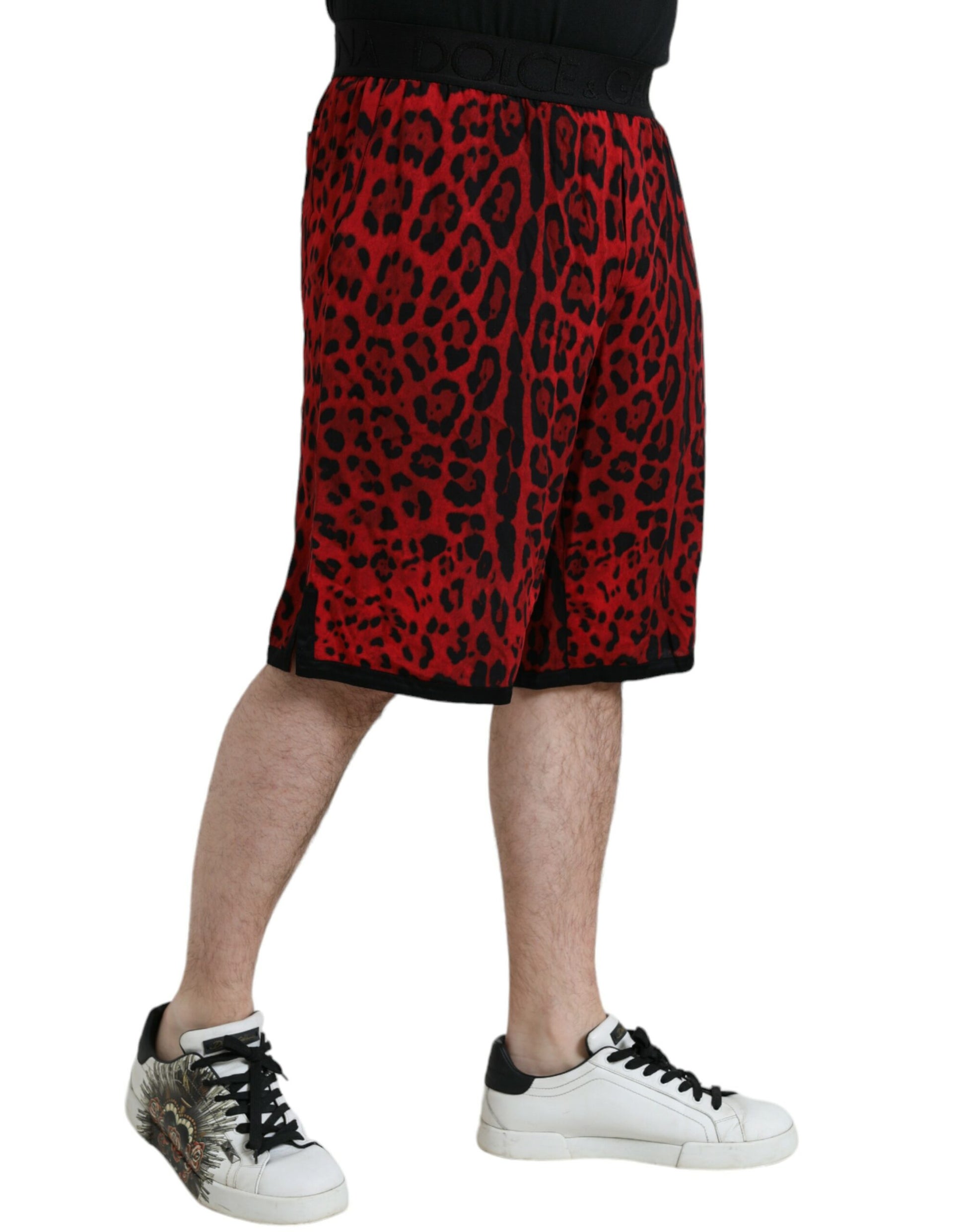 Dolce & Gabbana Red Leopard Print Viscose Bermuda Shorts - ClickThatClicks 