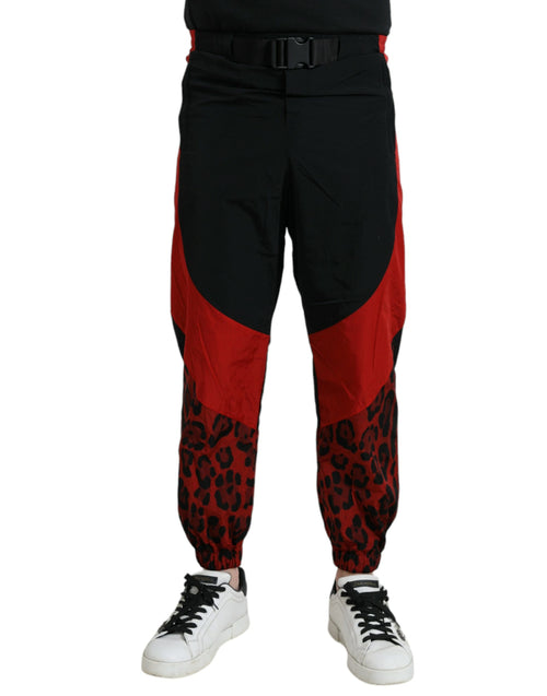 Dolce & Gabbana Black Red Leopard Print Nylon Jogger Pants - ClickThatClicks 