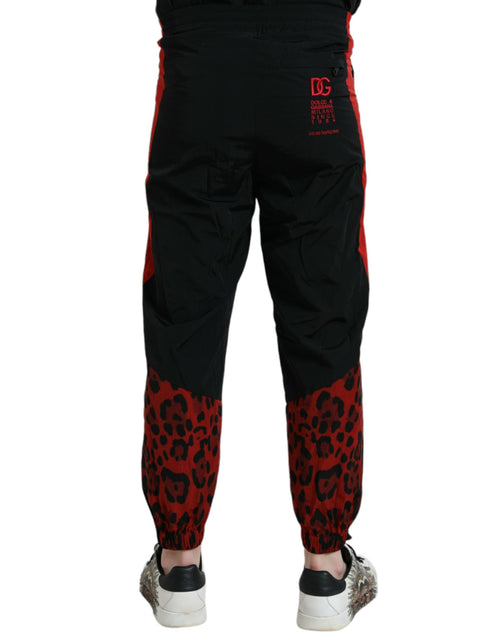 Dolce & Gabbana Black Red Leopard Print Nylon Jogger Pants - ClickThatClicks 