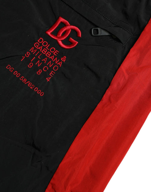 Dolce & Gabbana Black Red Leopard Print Nylon Jogger Pants - ClickThatClicks 