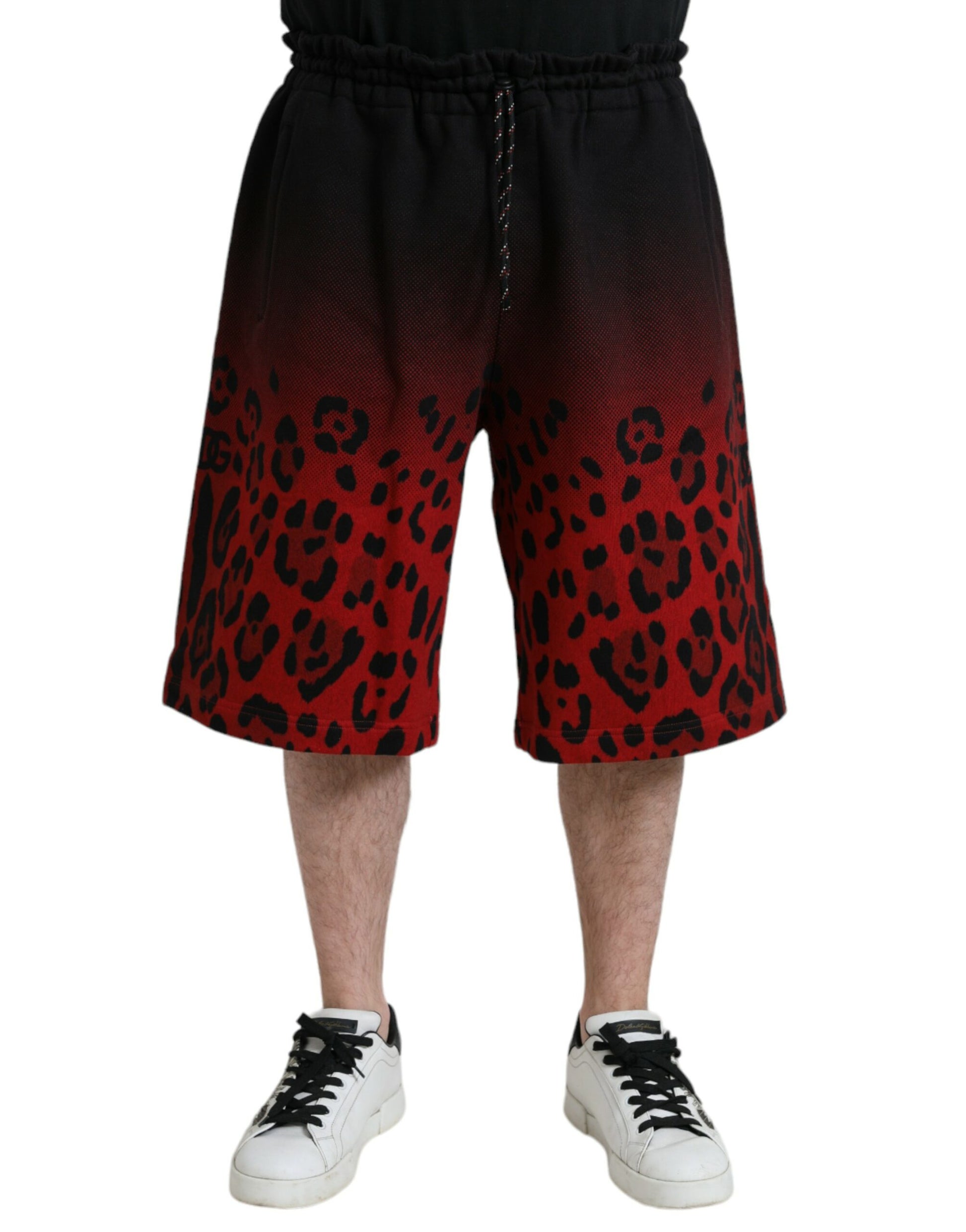 Dolce & Gabbana Red Leopard Print Cotton Bermuda Shorts - ClickThatClicks 