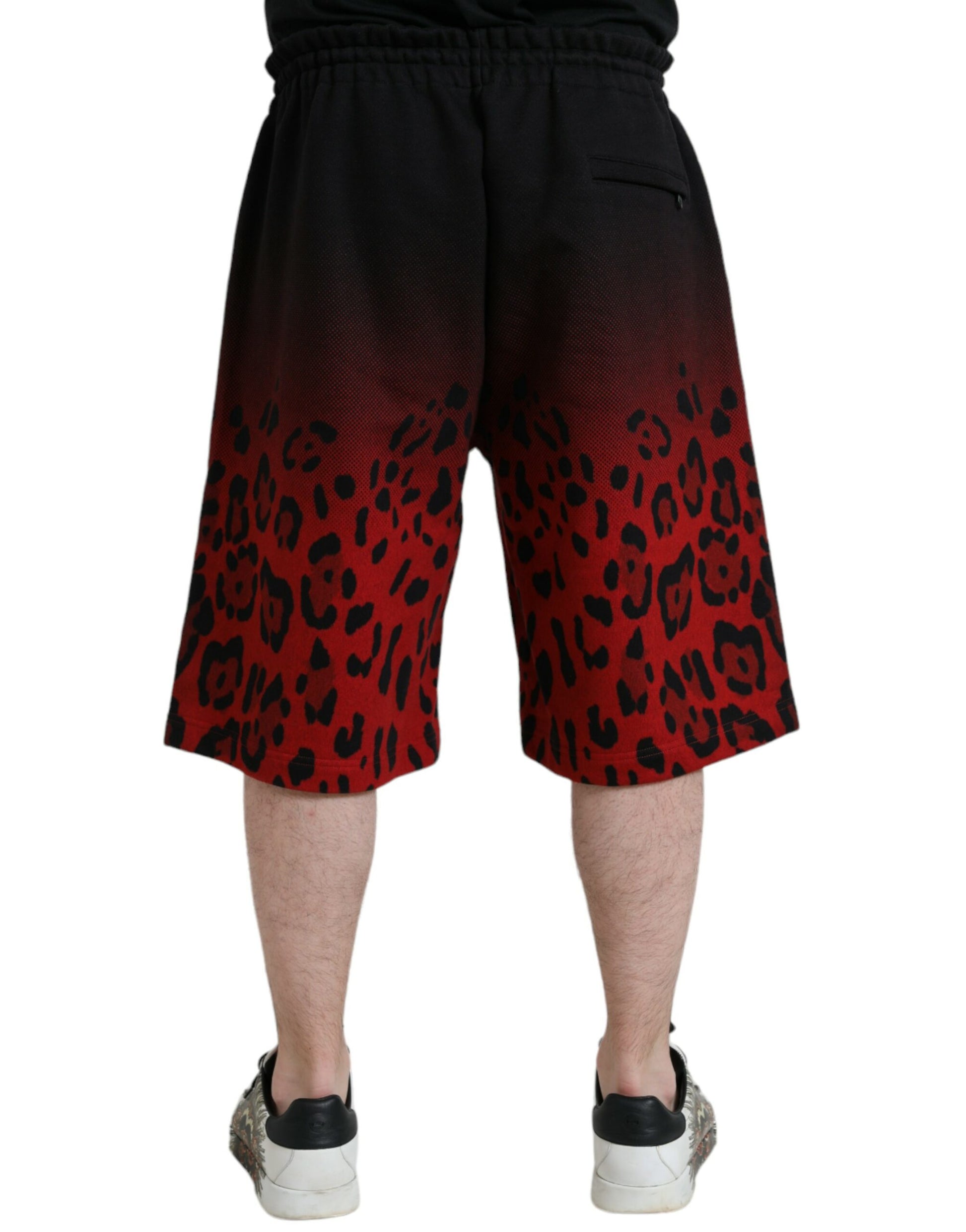 Dolce & Gabbana Red Leopard Print Cotton Bermuda Shorts - ClickThatClicks 